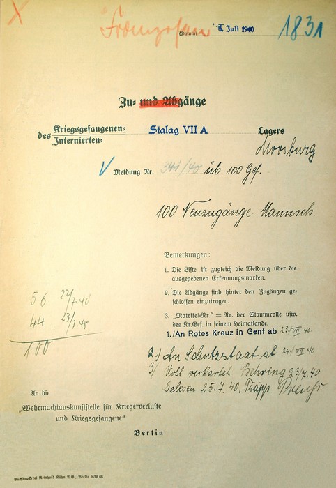 Arrivées au Stalag VII A Moosburg