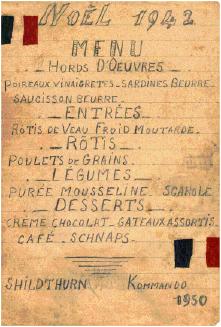 Menu de Noël 1942