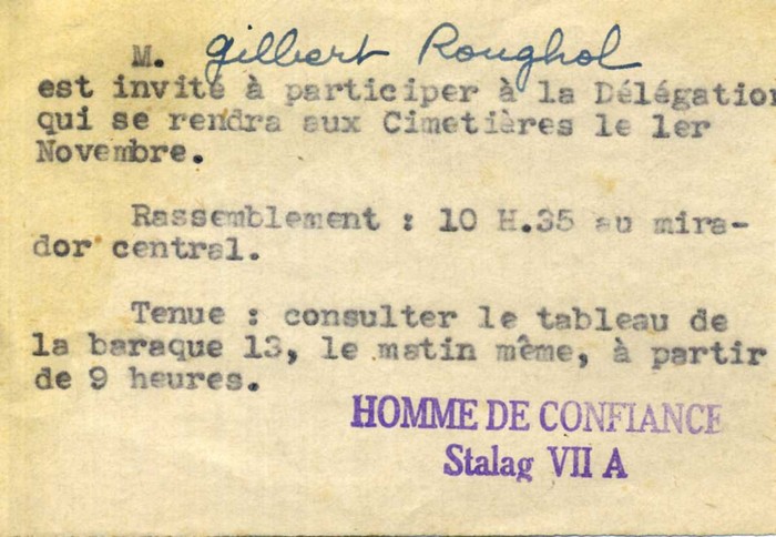 1941 Bordereau Cimetiere - Gilbert Roughol