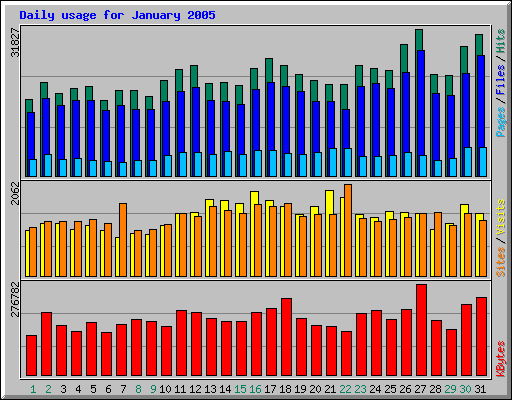 Daily usage for January 2005