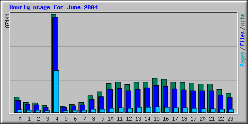 Hourly usage for June 2004